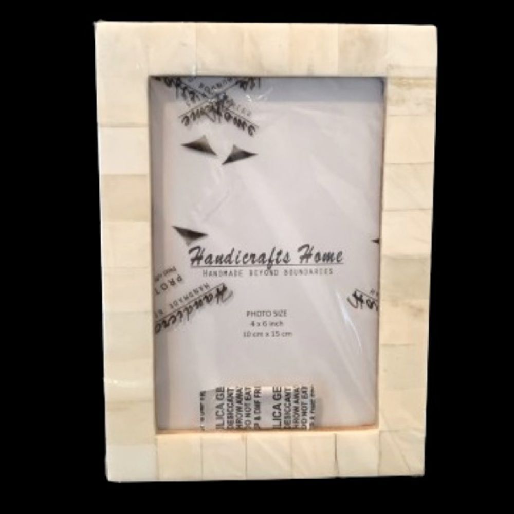 Ivory White Mosaic 4×6 Photo Frame - Handmade Coastal Beach Decor